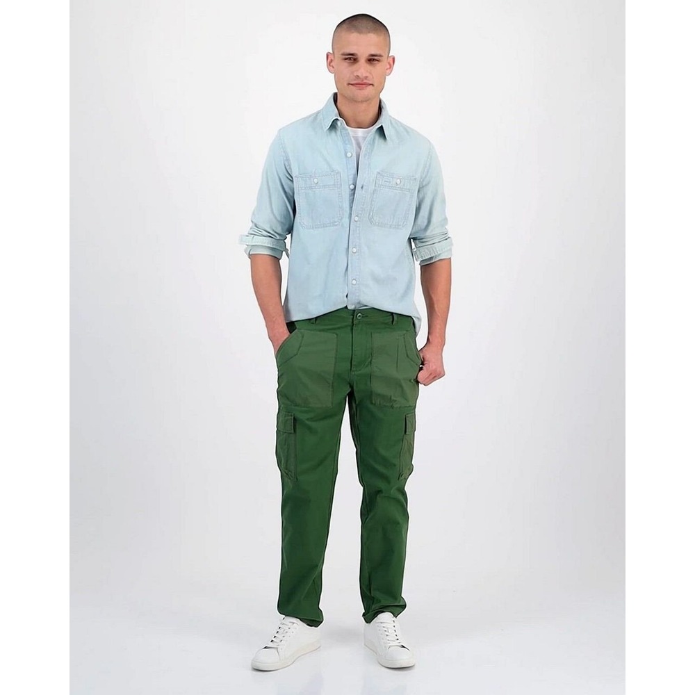 Sun + Stone Mens Olive Green Cargo Pants Size 38 Cotton Stretch Utility FA24